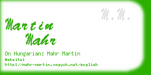 martin mahr business card
